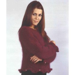 Kort bluse med flsekanter