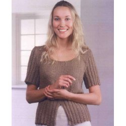 T-shirt m. ribrmer og slids forneden