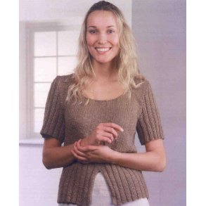 T-shirt m. ribrmer og slids forneden