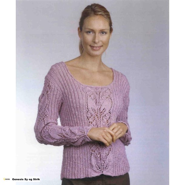 Bluse med bladmnster