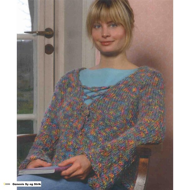 Bluse med dyb v- udskring og snre