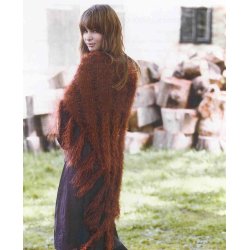 Sjal med lbemasker og frynser