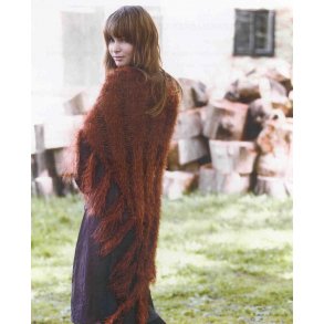 Sjal med lbemasker og frynser