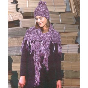 Retstrikket sjal og hue