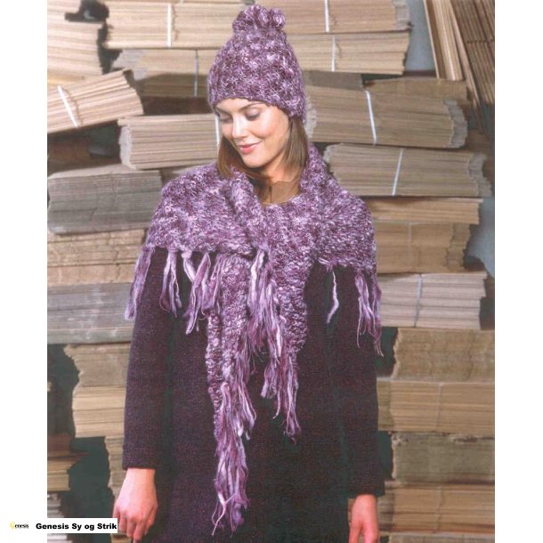 Retstrikket sjal og hue