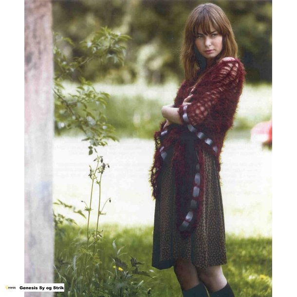 Hklet sjal med satinbnd