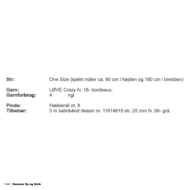 Hklet sjal med satinbnd