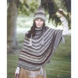 Poncho og hue med kvaster