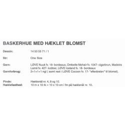 Baskerhue med hklet blomst