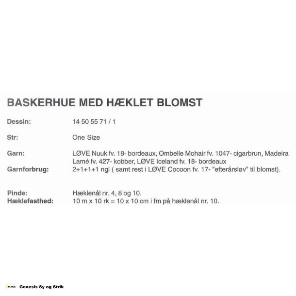 Baskerhue med hklet blomst