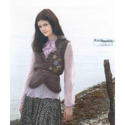 Glatstrikket ben vest med broderi