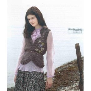 Glatstrikket ben vest med broderi