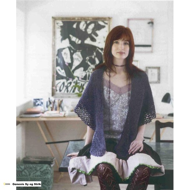 Perlestrikket sjal med hklet bort