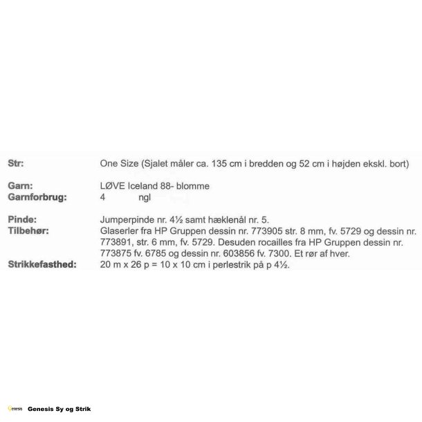 Perlestrikket sjal med hklet bort