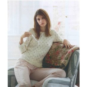 Raglanbluse med hulmnster og bnd