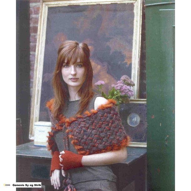 Fletstrikket cape/Takkede, retstrikkede pulsvarmer