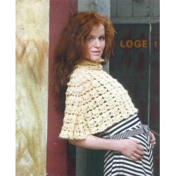 Hklet poncho med Mohairkanter