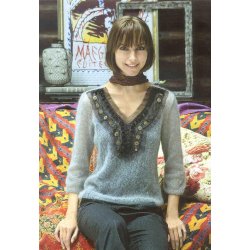 3/4 rmet bluse med blondeindsats