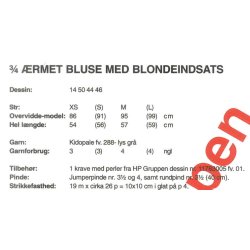 3/4 rmet bluse med blondeindsats