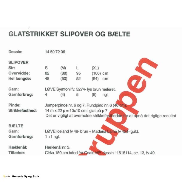 Glatstrikket slipover og blte
