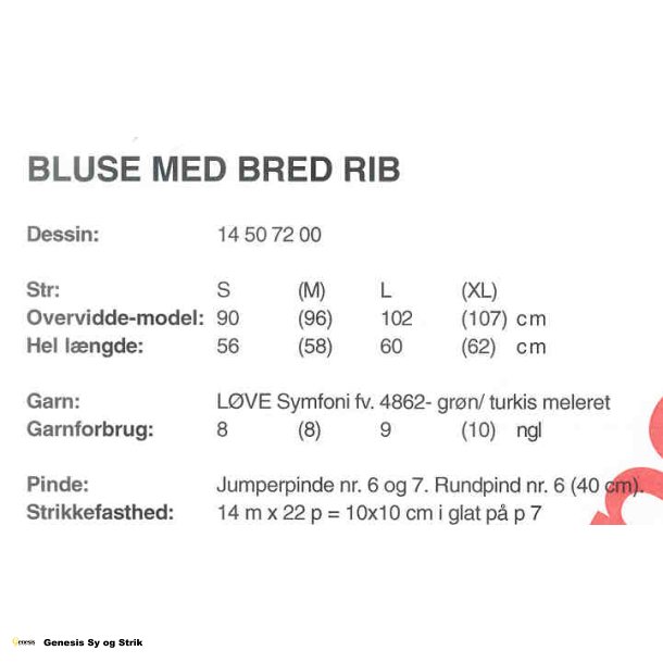 Bluse med bred rib
