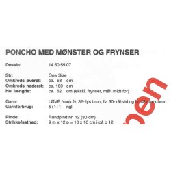 Poncho med mnster og frynser