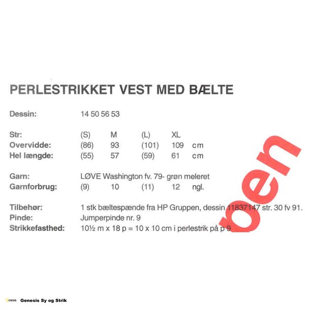 Perlestrikket vest med blte