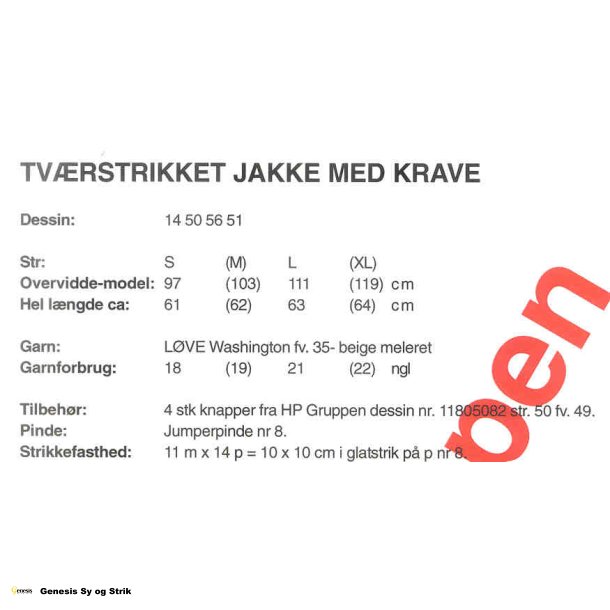 Tvrstrikket jakke med krave