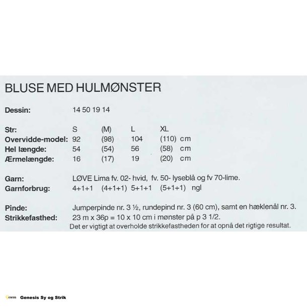 Bluse med hulmnster