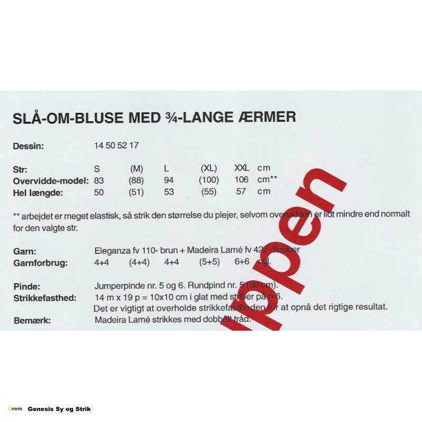 Sl-om-bluse med 3/4-rmer