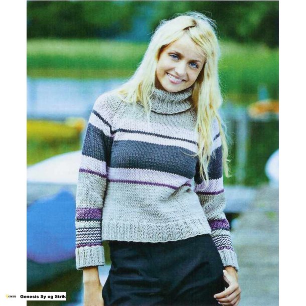 Stribet raglansweater