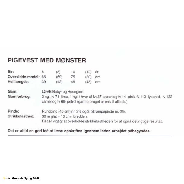 Pigenederdel og pigevest med mnster