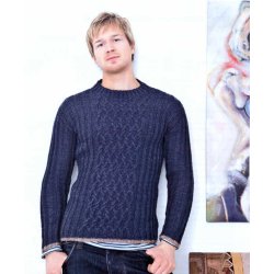 Herresweater med rib og fletmnster
