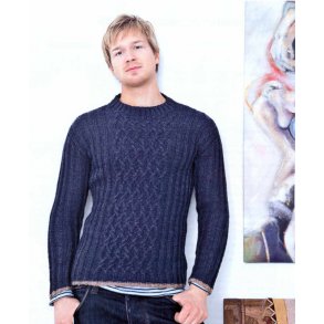 Herresweater med rib og fletmnster