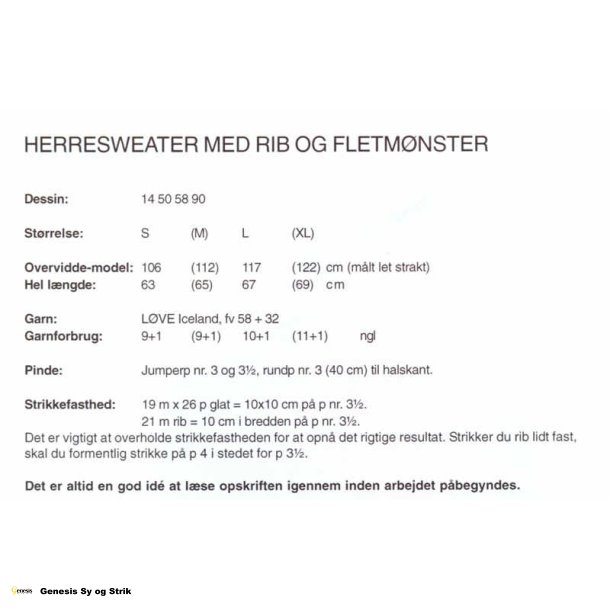 Herresweater med rib og fletmnster