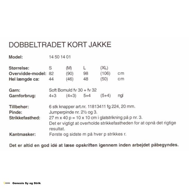 Dobbeltradet kort jakke
