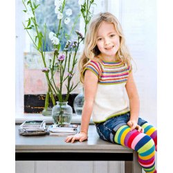 Pigebluse med stribet brestykke