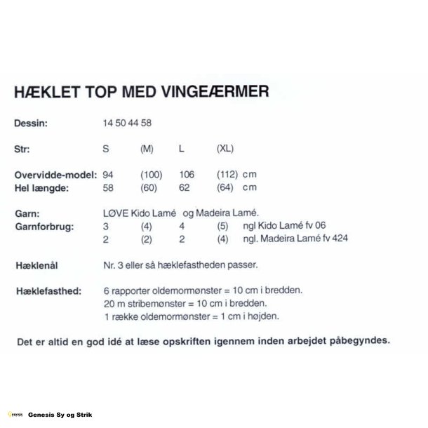 Hklet top med vingermer