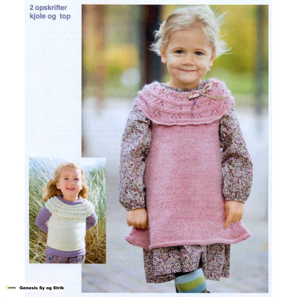 Top/kjole med rundt brestykke i hulmnster