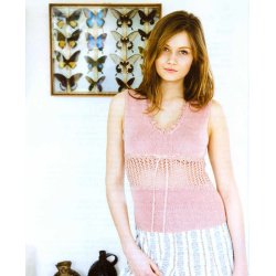 Top med hulmnster og hklet kant