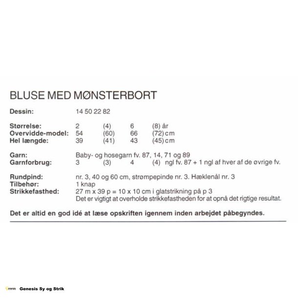 Bluse med mnsterbort