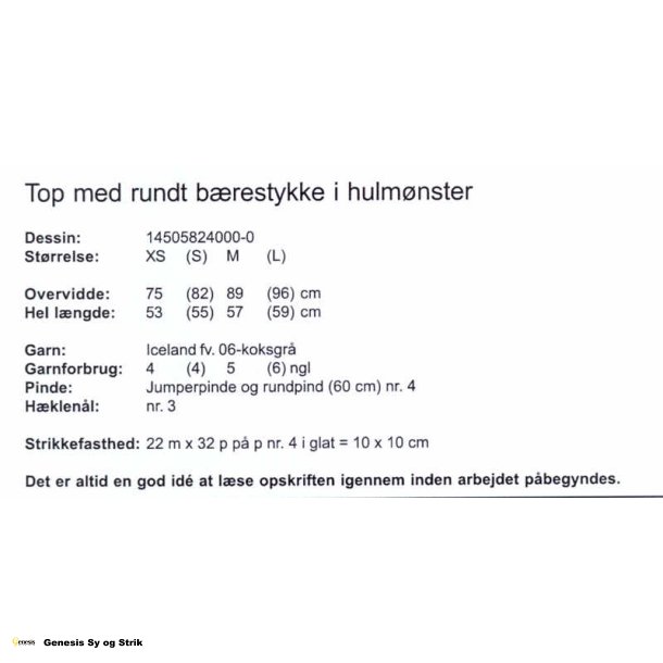 Top med rundt brestykke i hulmnster