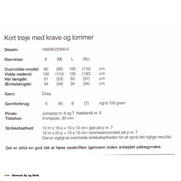 Kort trje med krave og lommer