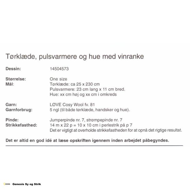 Trklde, pulsvarmere og hue med vinranke