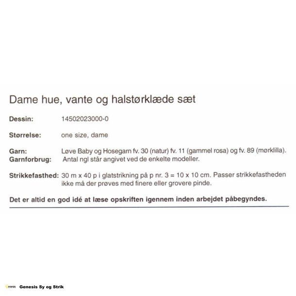 Dame hue-, vante- og halstrkldest