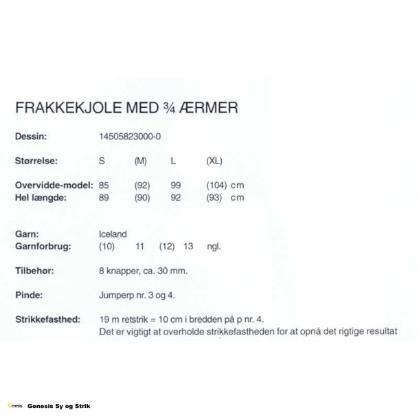 Frakkekjole med 3/4-rmer