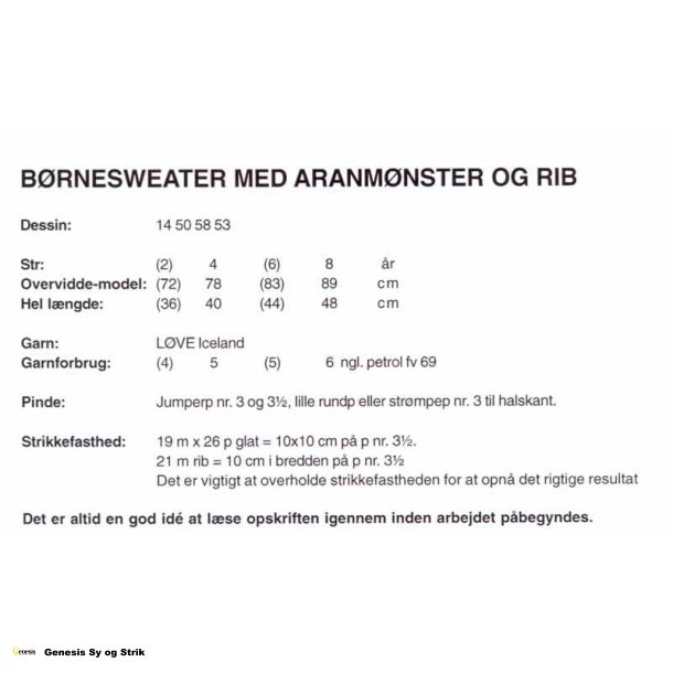 Brnesweater med aranmnster og rib