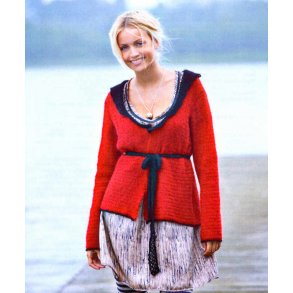 Rd cardigan med sorte kanteri Kidopale