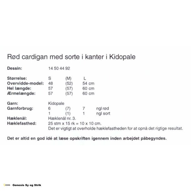 Rd cardigan med sorte kanteri Kidopale