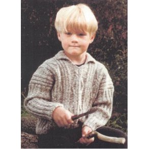 Aran-sweater med ribrmer og krave